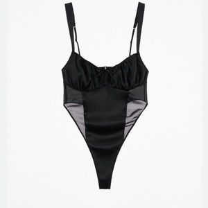 zara ruched effect satin bodysuit